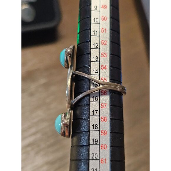925 Sterling Silver Native American Navajo Turquoise Ring Mexico Sz 7.5 - 5.78g - Picture 4 of 5